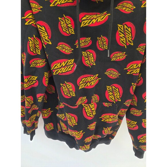 Santa Cruz Skateboards Hoodie Men SZ M Black Red Cotton Fleece Lined Drawstring - Picture 3 of 6